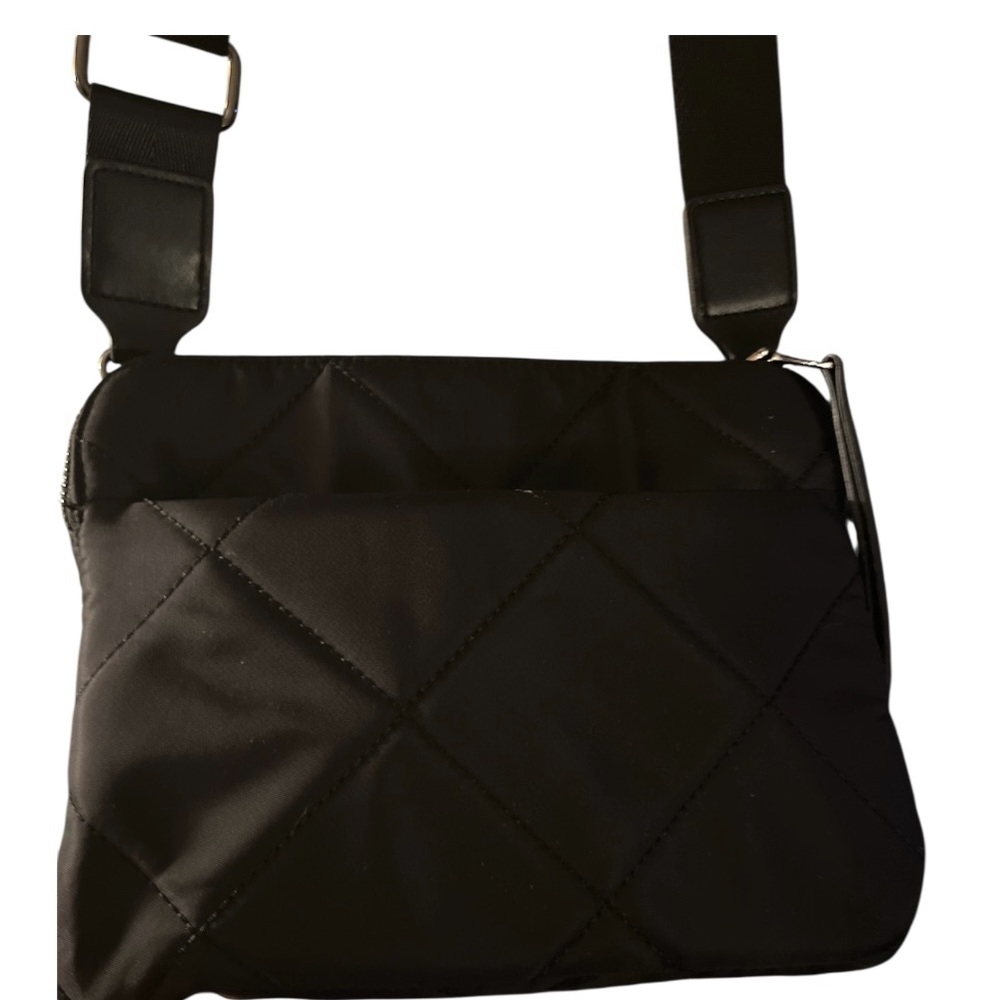Quilted Black Crossbody Bag - Casual Shoulder Sling - Picture 3 of 8
